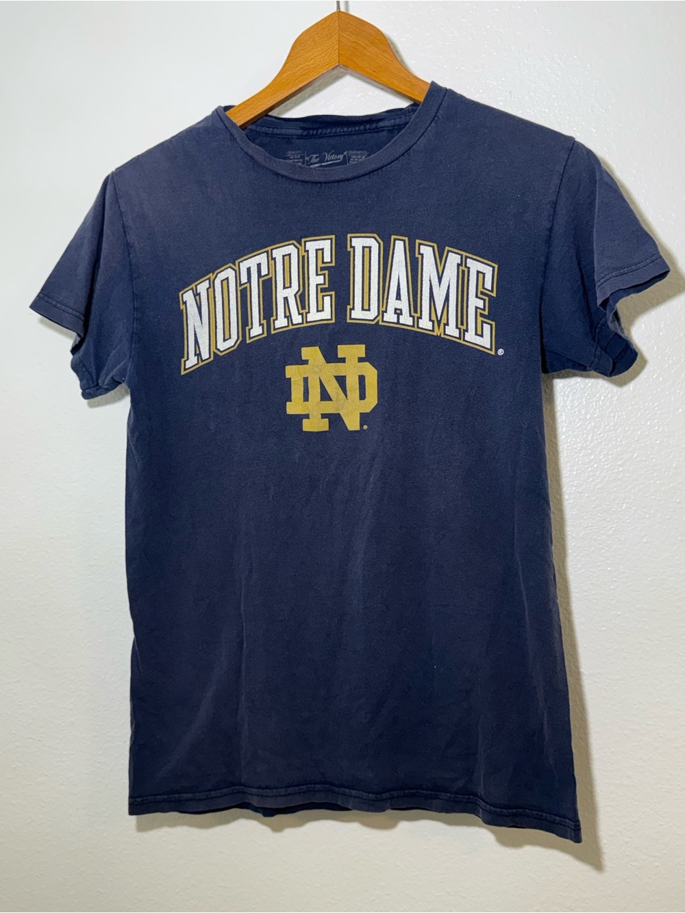 Women’s Notre Dame Navy Blue Graphic T-Shirt with Gold Logo